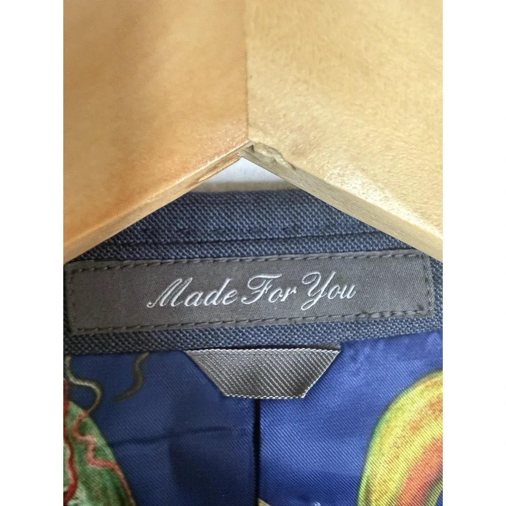 Indochino Luxury Wool Blazer Sportcoat 40R Navy Blue Jellyfish Lining Custom
